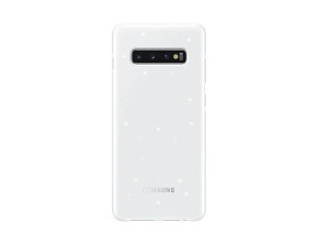 Луксозен интерактивен гръб оригинален LED COVER EF-KG975CWEG за Samsung Galaxy S10 Plus G975 бял 
